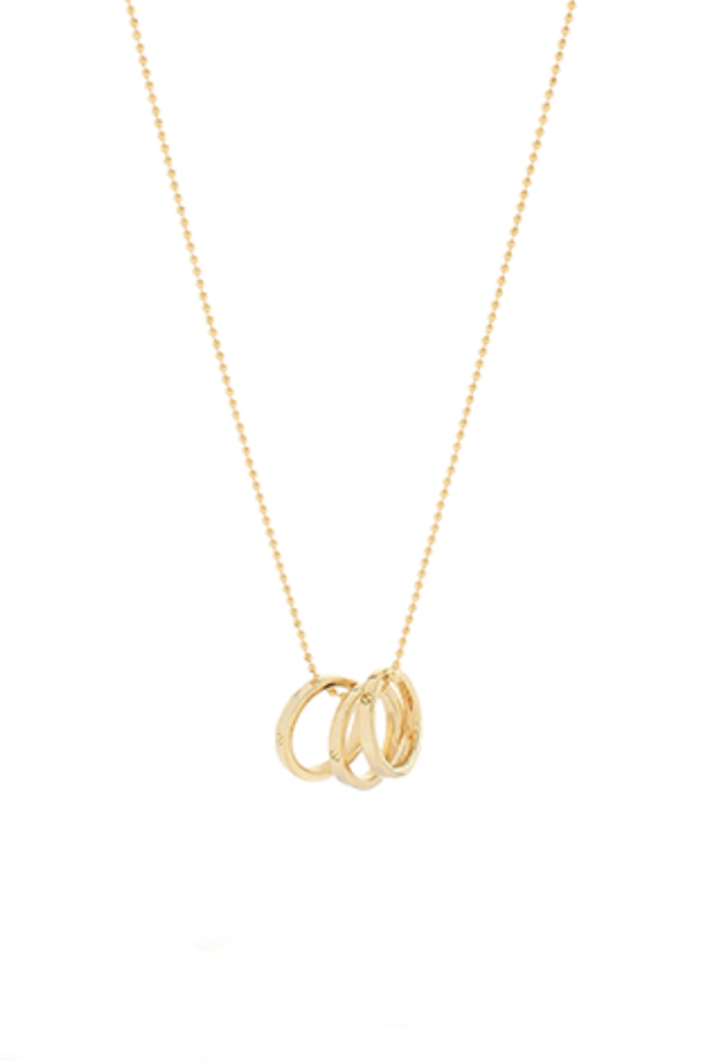 Gold 3 ring pendant necklace