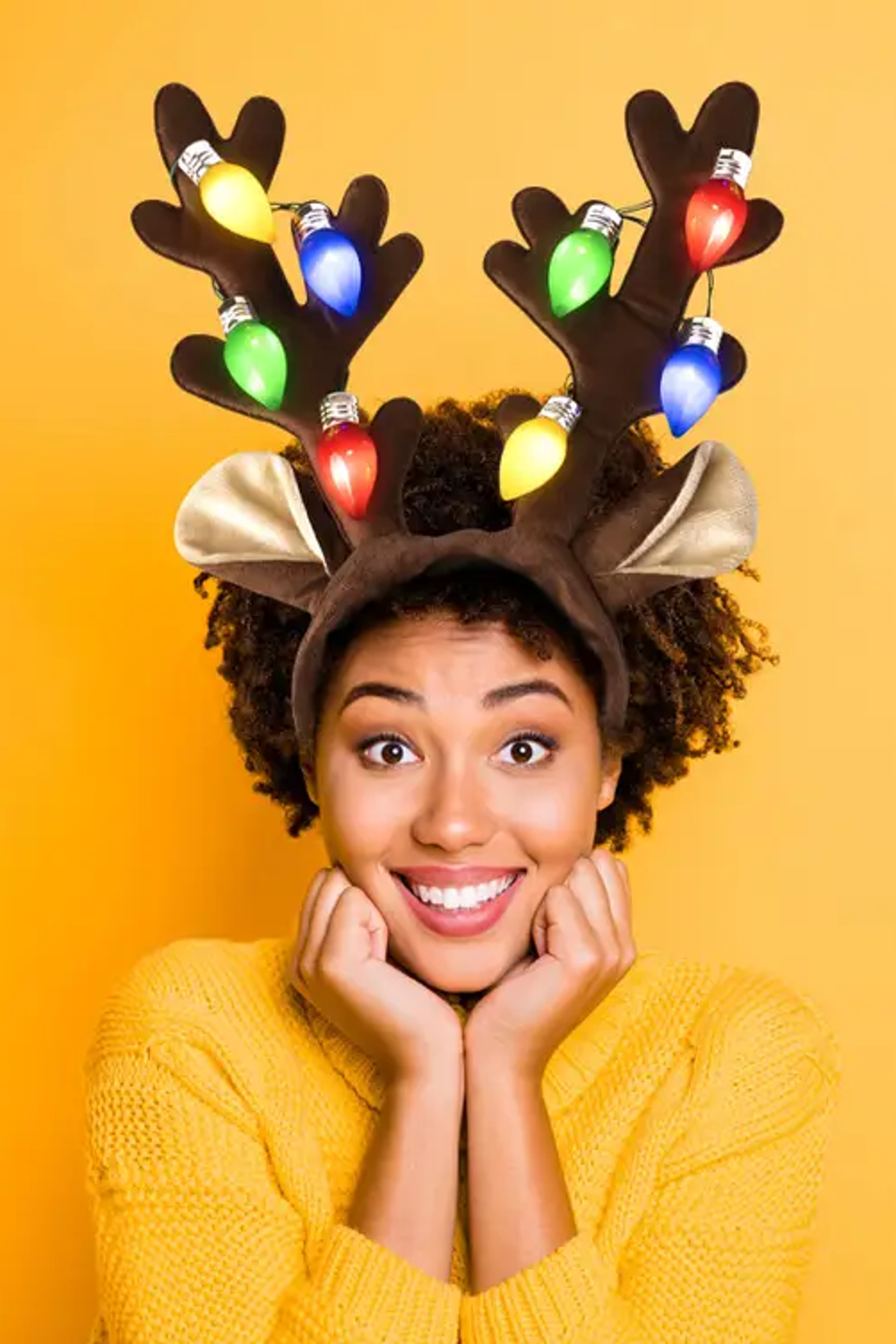 SALE-Christmas Jumbo Bulb Light Up Antlers Headband