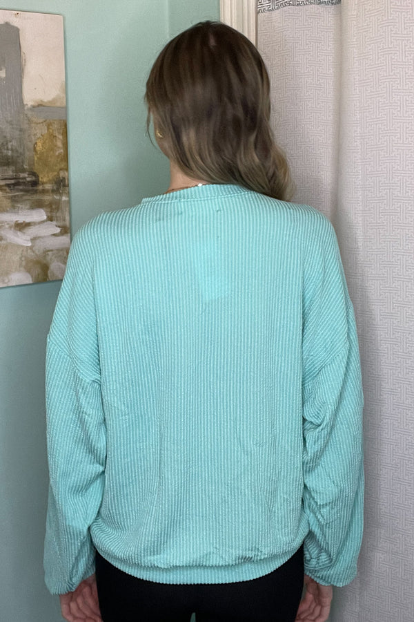 Arkansas Corded Pullover-Aqua