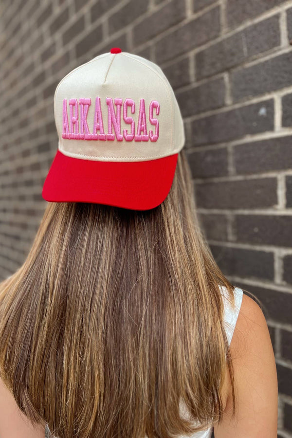 Arkansas 3D Embroidered Hat Pink