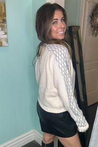 Mock Neck Sweater Top-Heather Grey