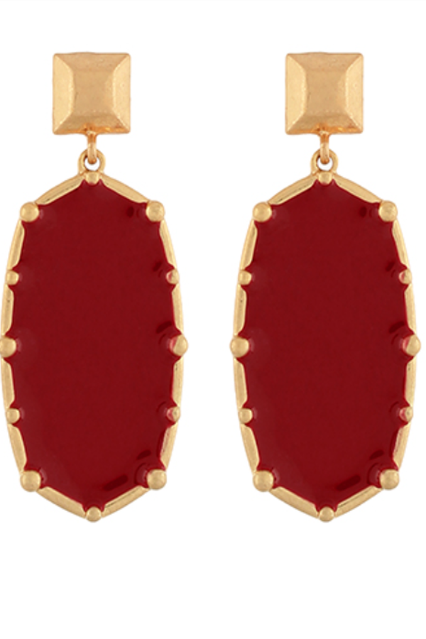 Hexagon Earrings Burgundy