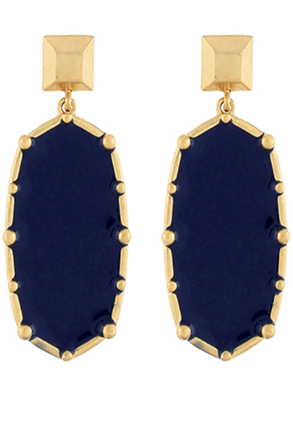 Hexagon Earrings Navy