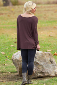 Long Sleeve Piko Top - Dark Brown - Piko Clothing