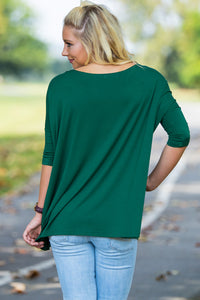 3/4 Sleeve Piko Top - Forest Green - Piko Clothing