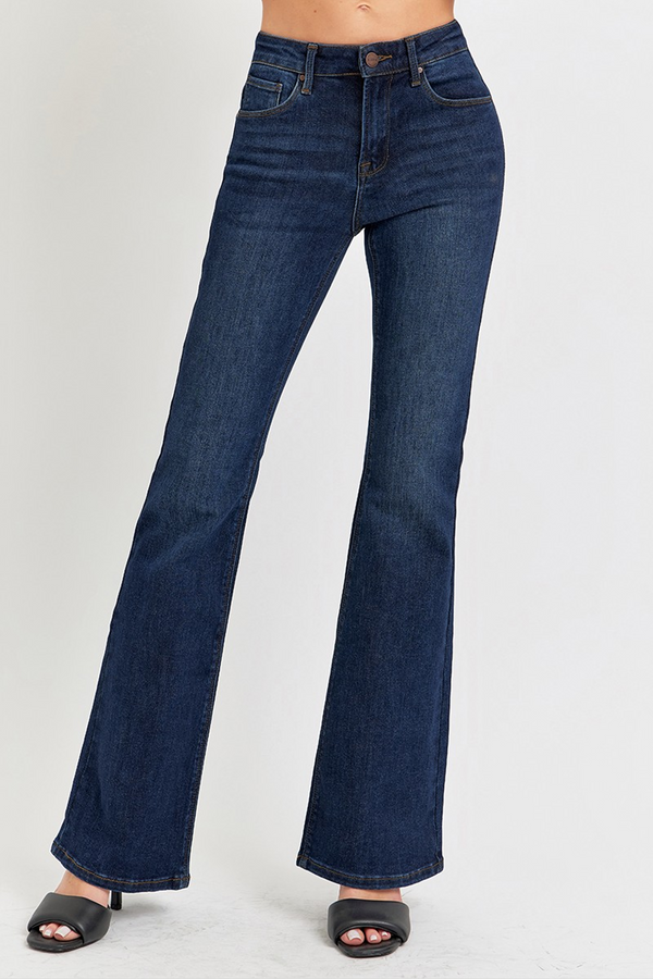 Risen Flare Jeans Dark Denim