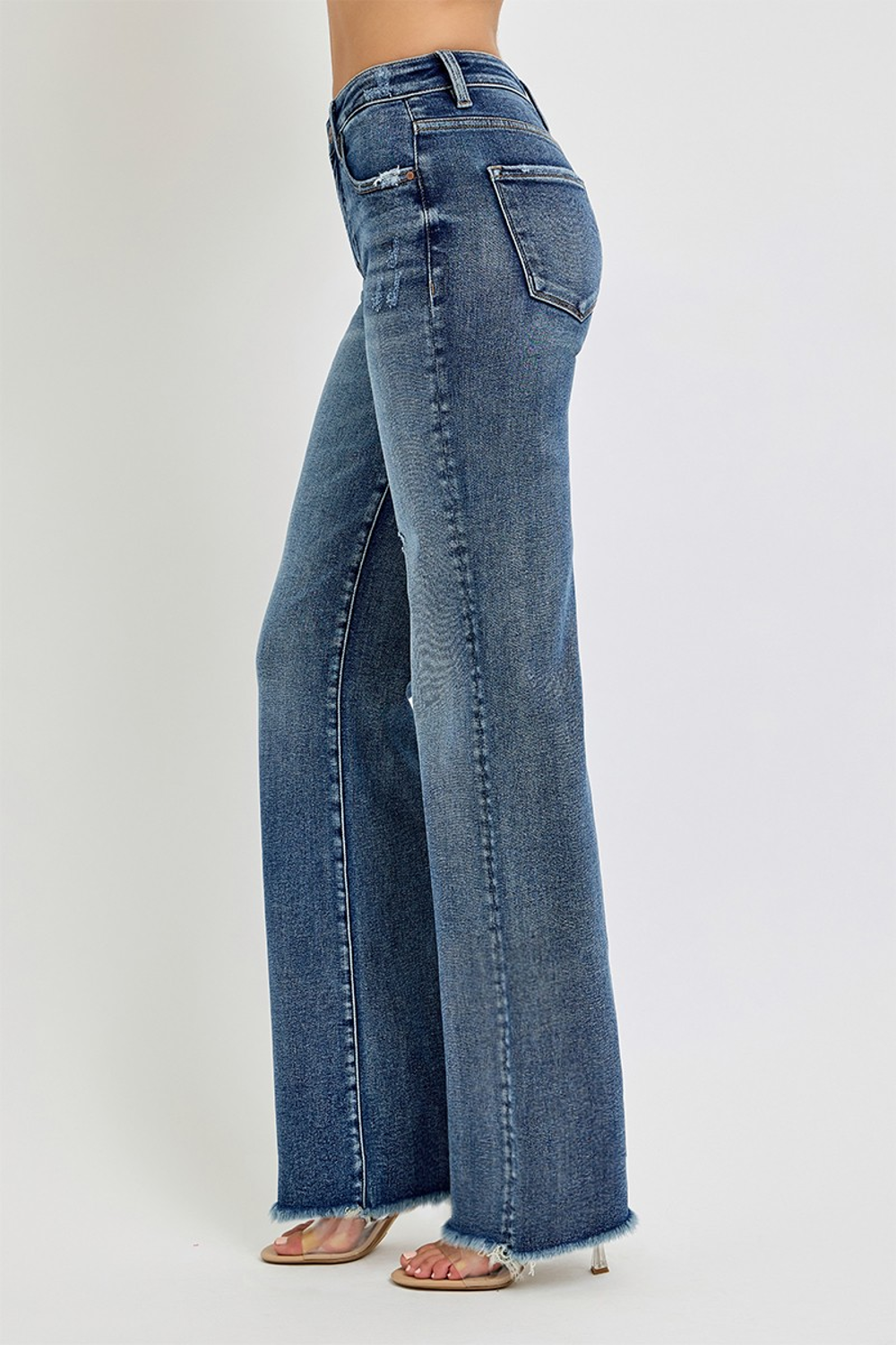 Risen-High Rise Long Straight Jeans-Dark