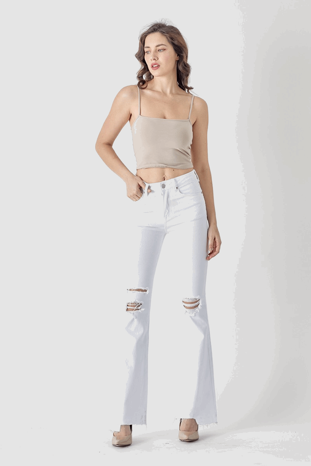 SALE-Risen-High-Rise Wide Flare Jeans-White – Simply Dixie Boutique