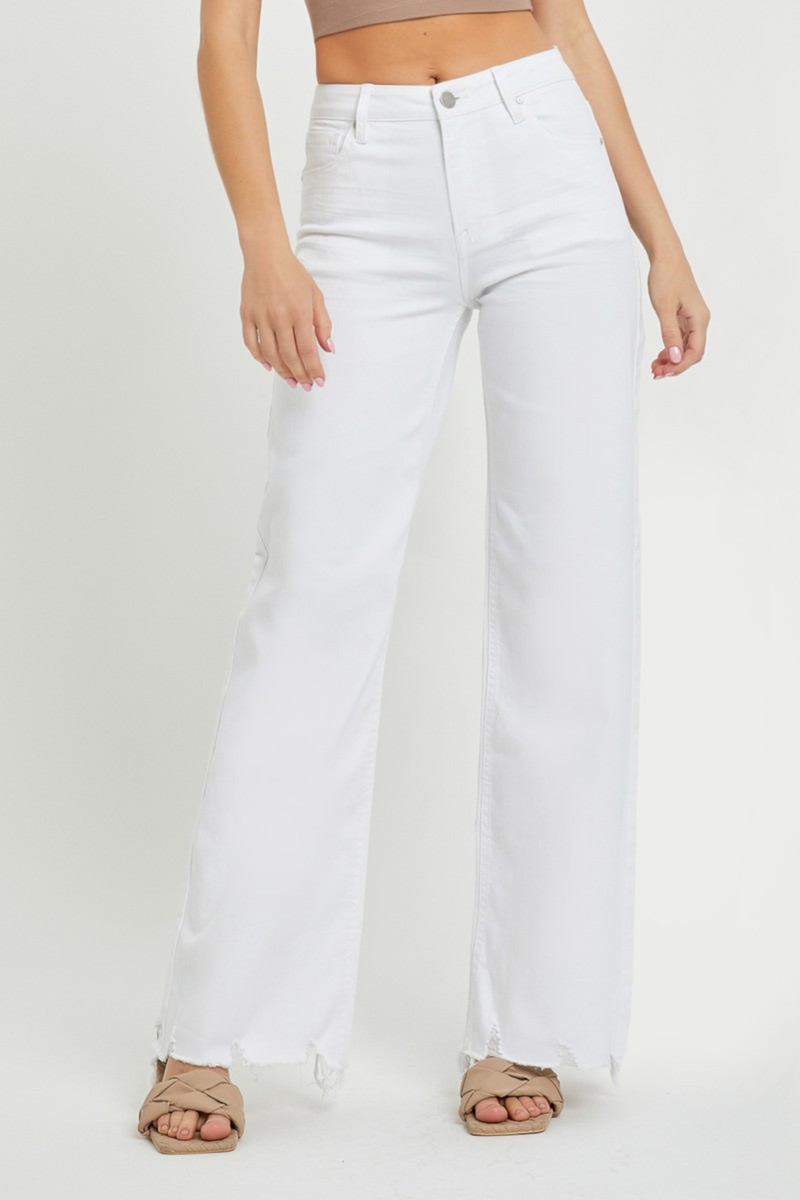 Risen Jeans-High Rise Wide Leg Denim-White – Simply Dixie Boutique