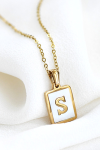 18K Gold Stainless Steel Initial Tag Necklace