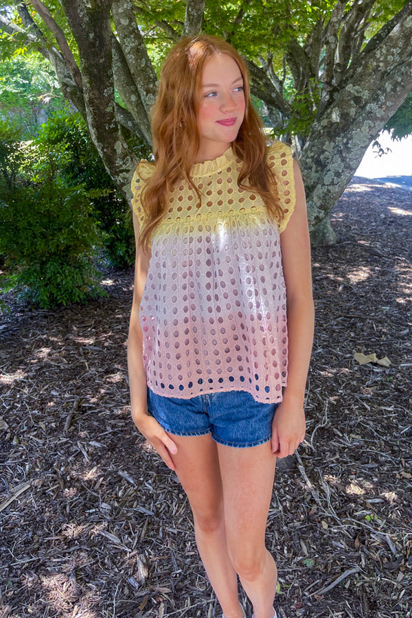 THML Ombre Eyelet Top