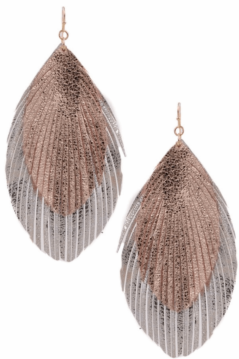 Layered Faux Leather Drop Earrings-Rose Gold – Simply Dixie Boutique