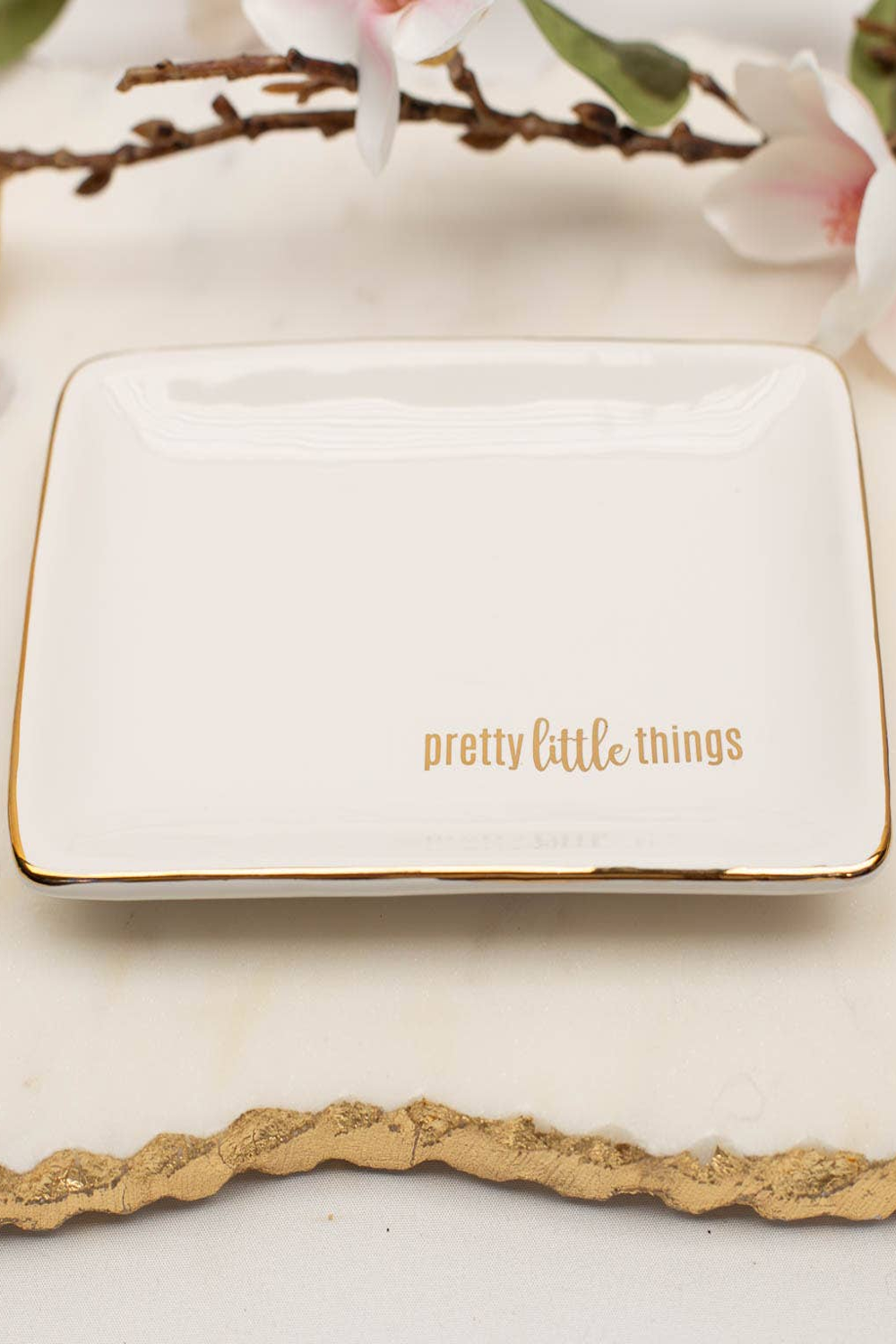 Pretty Little Things Trinket Dish-White/Gold