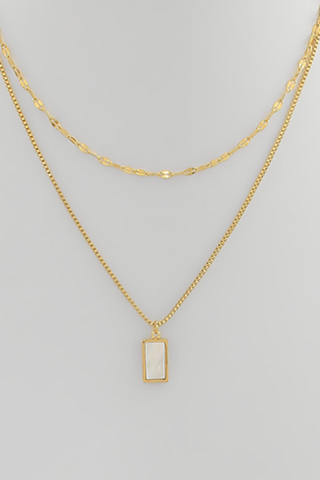 Pearl Rectangle Pendant Necklace-Gold – Simply Dixie Boutique