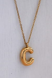 Initial Bubble Necklace-Gold