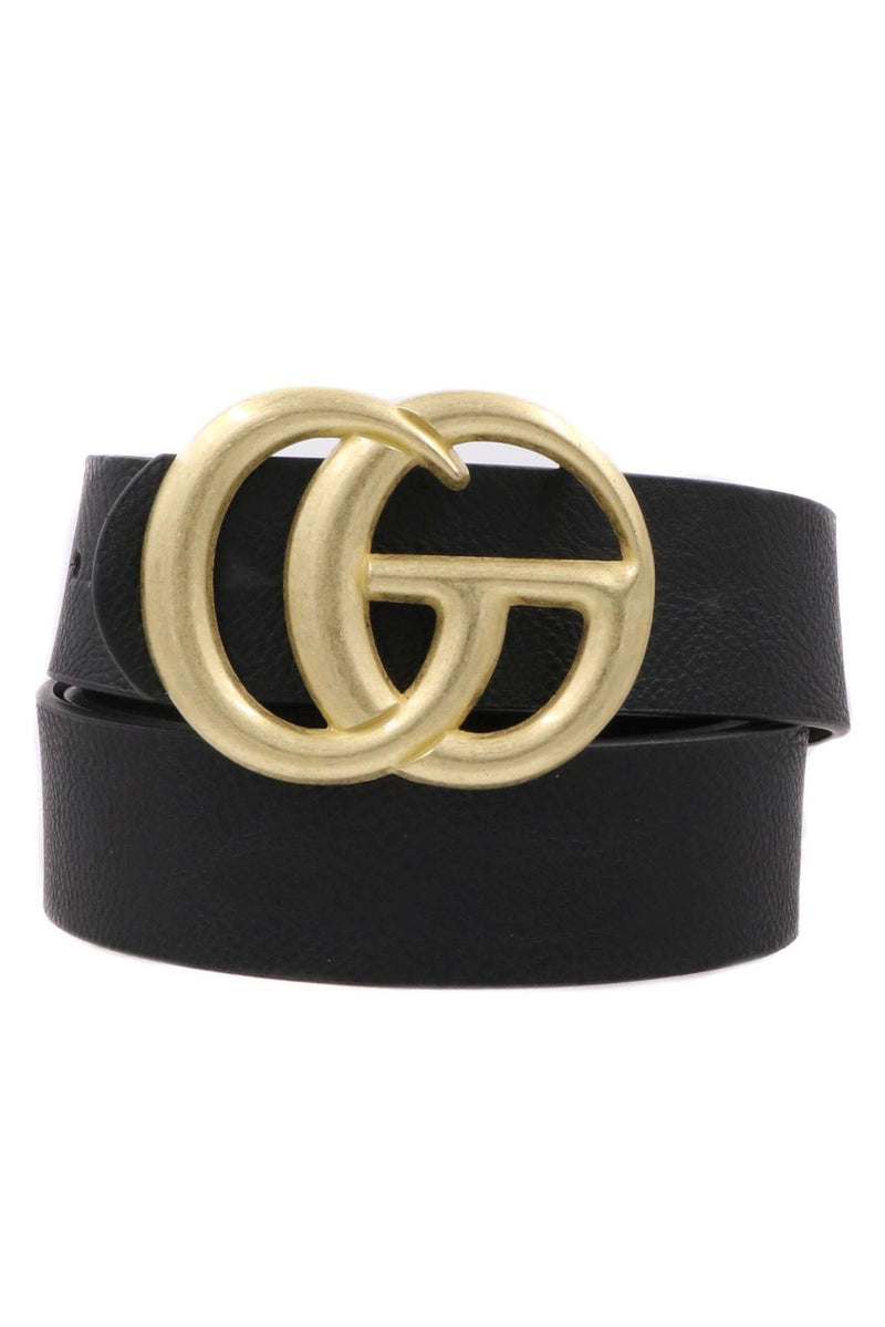 Black ladies belt with metal rings