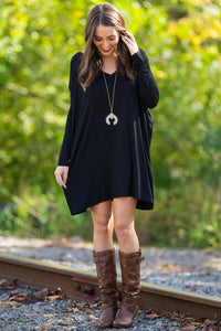 The Perfect Piko V-Neck Tunic Top-Black