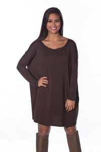 The Perfect Piko Tunic Top-Dark Brown