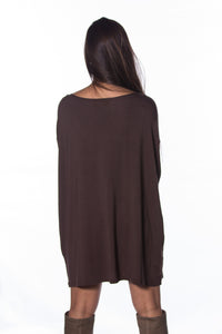 The Perfect Piko Tunic Top-Dark Brown