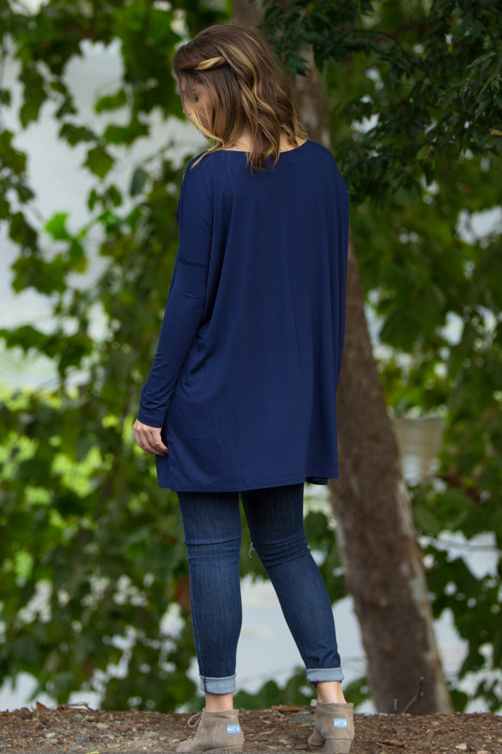 The Perfect Piko Tunic Top-Navy