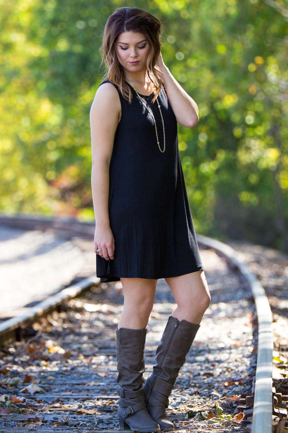 SALE-The Perfect Piko Sleeveless Swing Dress-Black